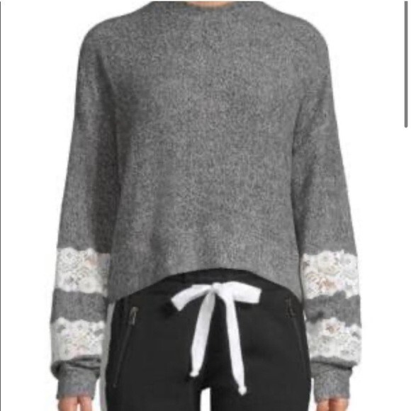 Kooples‎ Sport Sweet Fleece Lace Sweatshirt 3 Large - Picture 1 of 7
